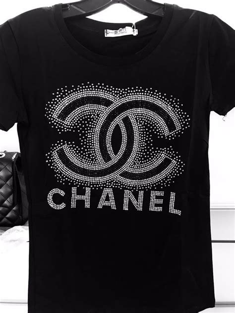 chanel black tshirt|embellished chanel t shirt.